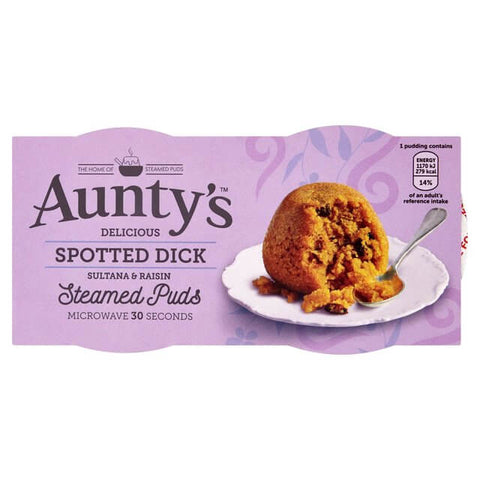 Auntys Steamed Spotted Dick Puddings (Pack of Two) (CASE OF 6 x 190g)
