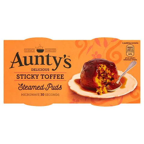 Auntys Steamed Sticky Toffee Puddings (Pack of Two) (CASE OF 6 x 190g)