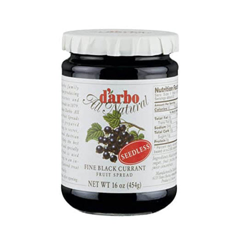 D Arbo Black Currant Seedless Fruit Spread, Prepared According to Secret Traditional Austrian Recipes (CASE OF 6 x 454g)