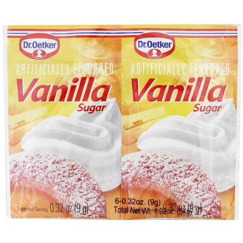 Dr Oetker Artificially Flavoured Vanilla Sugar Pack of Six, The Easy Way to Add Vanilla Flavour to Your Food. (CASE OF 12 x 54g)