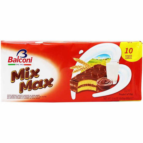 Balconi Mixmax Cocoa Cream Chocolate Cake Bars with Tasty Cocoa Cream Filling 10 Pieces (CASE OF 15 x 350g)