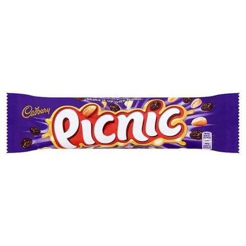 Cadbury Picnic Bar (HEAT SENSITIVE ITEM - PLEASE ADD A THERMAL BOX TO YOUR ORDER TO PROTECT YOUR ITEMS (CASE OF 36 x 48.4g)