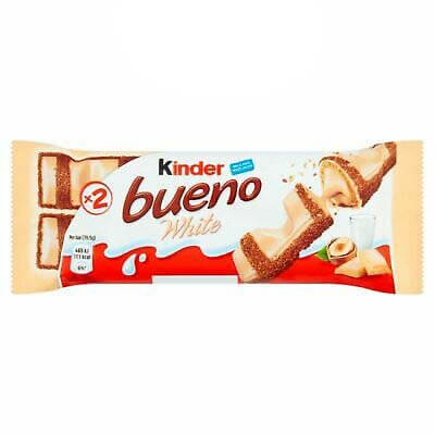 Kinder  Bueno Bar White Chocolate  (Pack of 2 Bars) (HEAT SENSITIVE ITEM - PLEASE ADD A THERMAL BOX TO YOUR ORDER TO PROTECT YOUR ITEMS (CASE OF 30 x 39g)