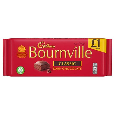 Cadbury Bournville Classic Bar (HEAT SENSITIVE ITEM - PLEASE ADD A THERMAL BOX TO YOUR ORDER TO PROTECT YOUR ITEMS (CASE OF 18 x 100g)