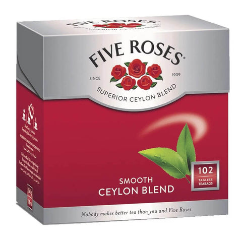 Five Roses Tagless Ceylon Tea Bags (Pack of 102 Bags) (CASE OF 12 x 250g)