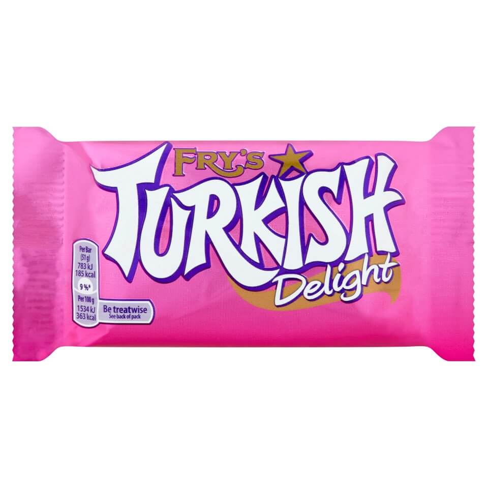 Frys Turkish Delight (HEAT SENSITIVE ITEM - PLEASE ADD A THERMAL BOX TO YOUR ORDER TO PROTECT YOUR ITEMS (CASE OF 48 x 51g)