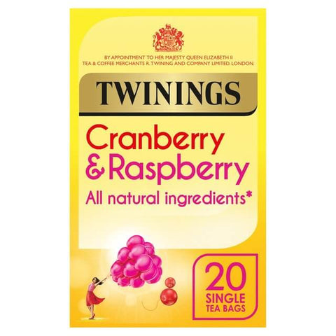Twinings Cranberry and Raspberry (One Box of 20 Tea Bags) (CASE OF 4 x 40g)