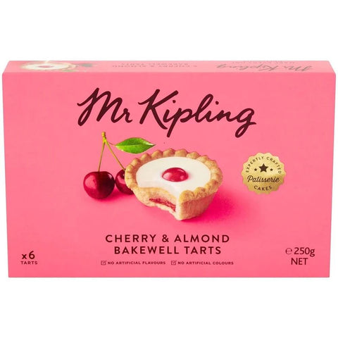 Mr Kipling Cherry and Almond Bakewell Tarts (Pack of Six tarts) (CASE OF 10 x 250g)