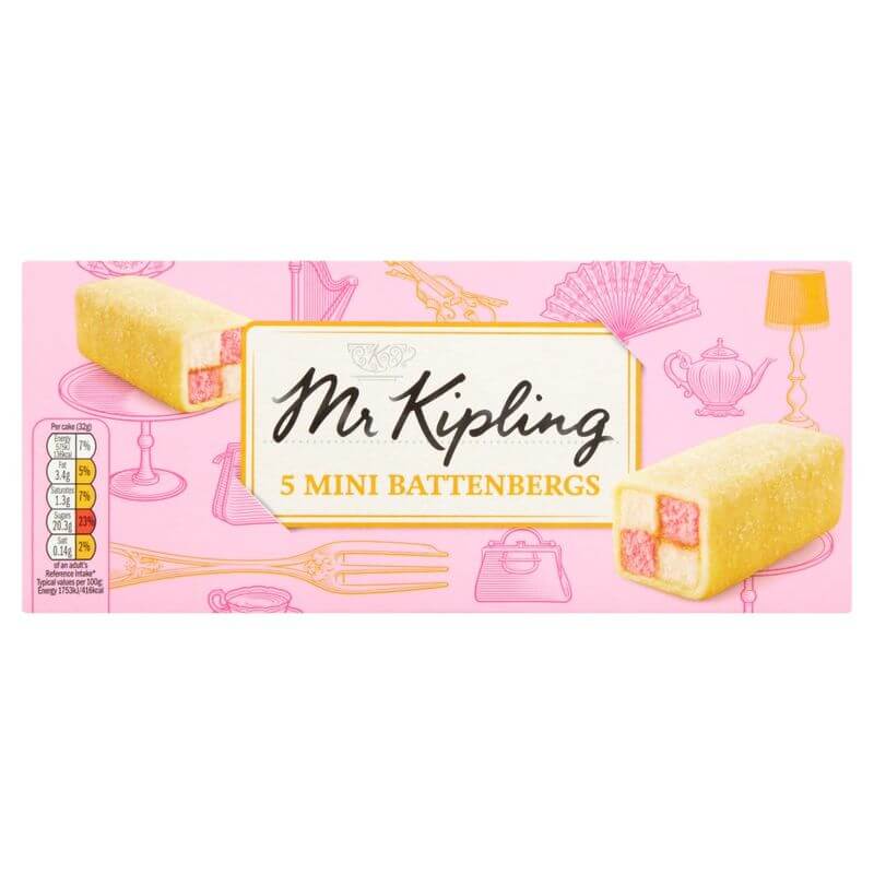 Mr Kipling Mini Battenberg Cakes (Pack of Five) (CASE OF 12 x 180g)