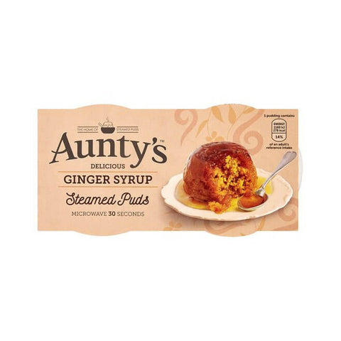 Auntys Steamed Ginger Syrup Puddings (Pack of Two) (CASE OF 6 x 190g)