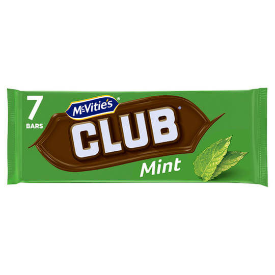 Jacobs (McVities) Club Bars Mint 7pk (HEAT SENSITIVE ITEM - PLEASE ADD A THERMAL BOX TO YOUR ORDER TO PROTECT YOUR ITEMS (CASE OF 30 x 154g)