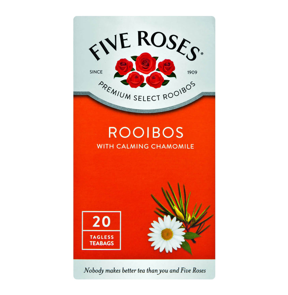 Five Roses Rooibos and Chamomile Tea Bags (Pack of 20 Bags) (CASE OF 6 x 30g)
