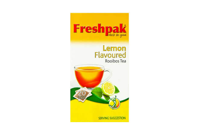 Freshpak Rooibos Tea Lemon Flavor Teabags (Pack of 20 Bags) (CASE OF 6 x 50g)