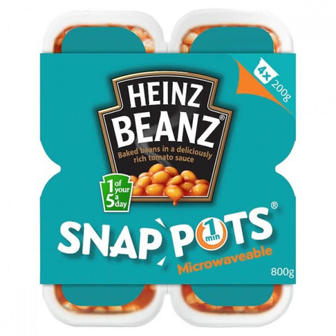 Heinz Baked Beans Four Pack Snap Pots (Pack of Four Tubs) (CASE OF 6 x 800g)