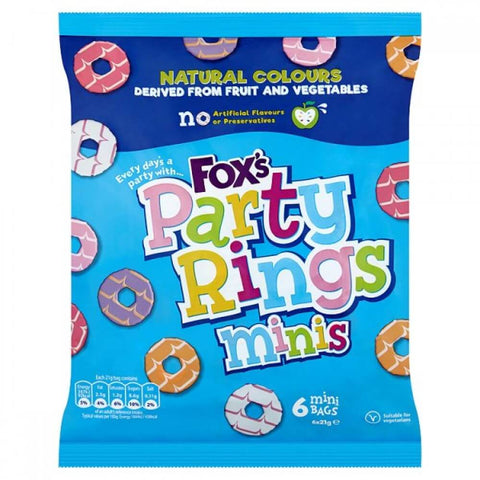 Foxs Party Rings Minis (Pack of Six Bags) (CASE OF 10 x 126g)