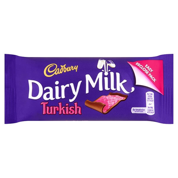 Cadbury Dairy Milk Turkish  HEAT SENSITIVE ITEM. PLEASE ADD ITEM 122942 TO THE ORDER TO TRY TO PROTECT CHOCOLATES FROM HEAT DAMAGE. (CASE OF 48 x 47g)