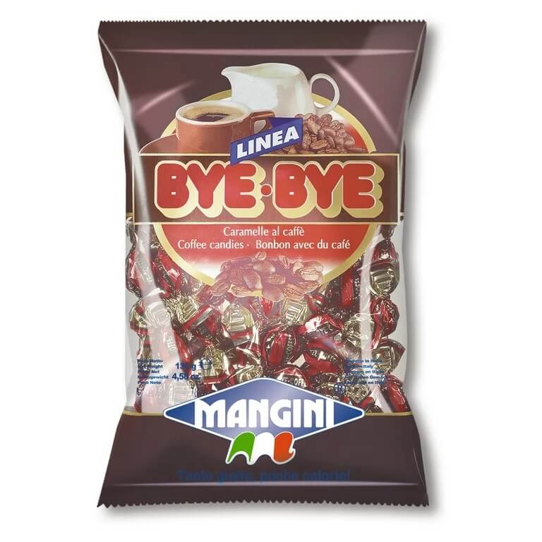 Mangini Linea Bye-Bye Coffee Candies, Individually Wrapped Coffee Candies (CASE OF 14 x 130g)