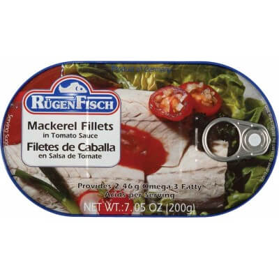Ruegenfisch Mackerel Filets in Tomato Sauce (CASE OF 18 x 200g)