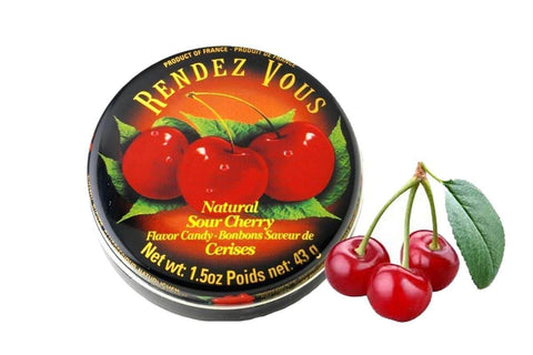 Rendezvous Natural Sour Cherry Candy Drops (CASE OF 12 x 43g)