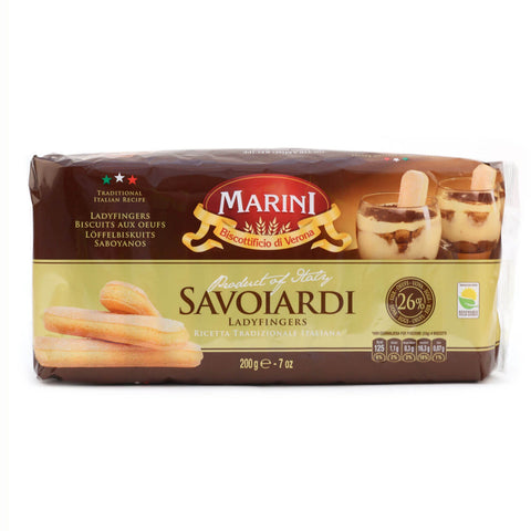 Marini Savoiardi Lady Fingers Biscuits with a Recipe for Tiramisu on the Package (CASE OF 20 x 200g)