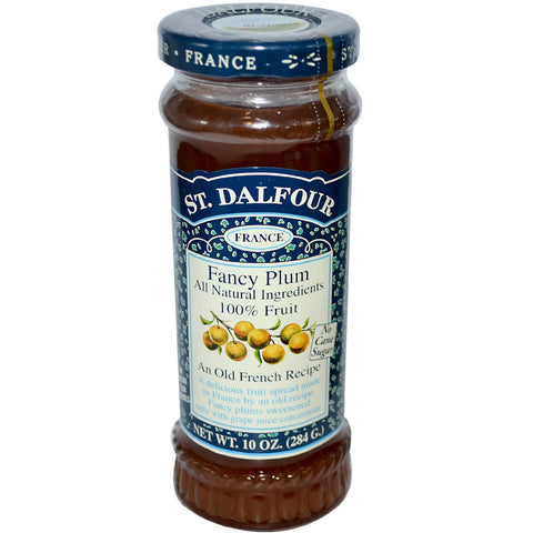 St Dalfour Plum Fruit Spread, An Old French Recipe 100% Fruit, No Cane Sugar. (CASE OF 6 x 284g)