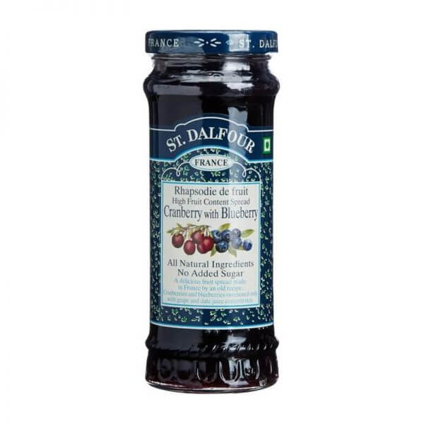 St Dalfour Cranberry with Blueberry Fruit Spread, An Old French Recipe 100% Fruit, No Cane Sugar. (CASE OF 6 x 284g)