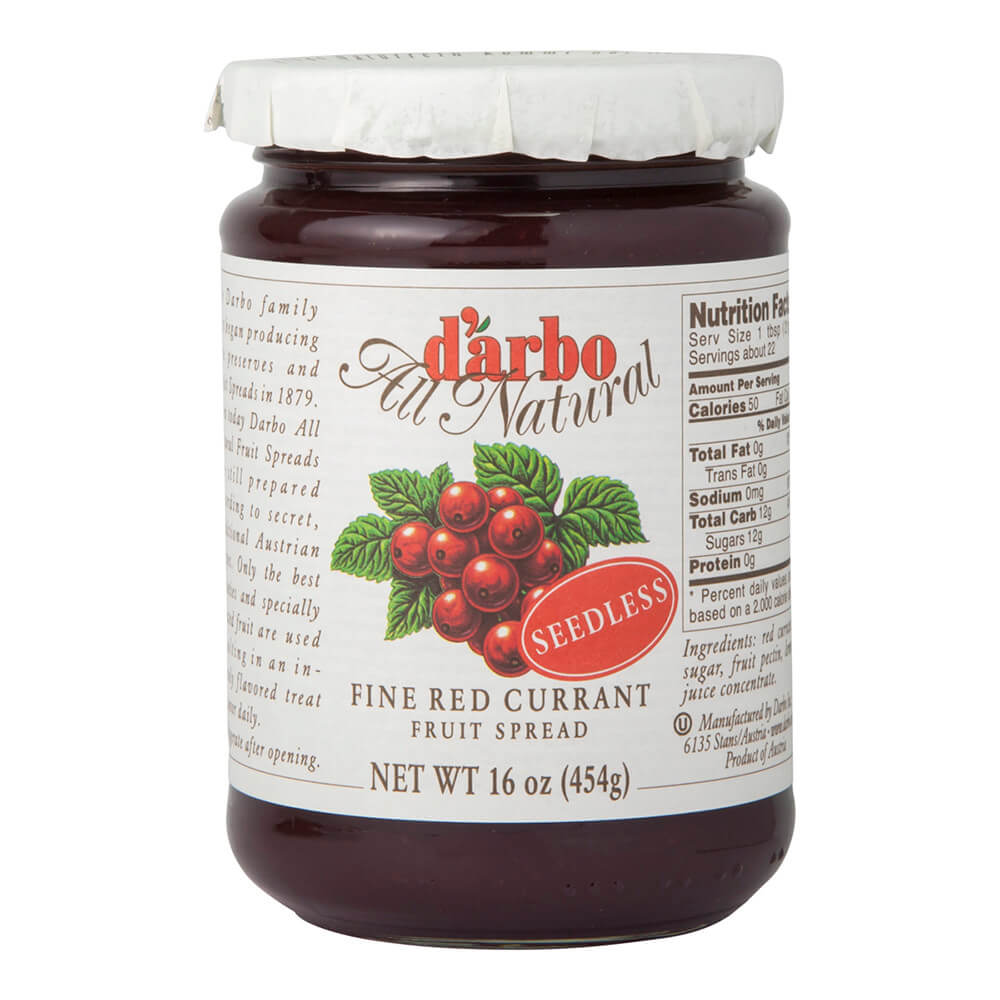 D Arbo Fine Seedless Red Currant Fruit Spread Prepared According to Secret Traditional Austrian Recipes (CASE OF 6 x 454g)