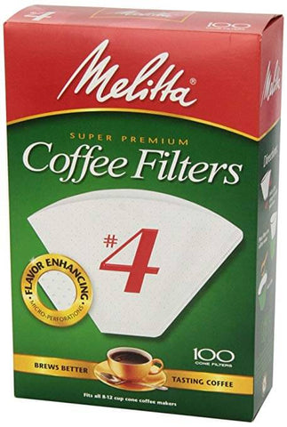Melitta White No. 4 Coffee Filters 8-12 Cup (100 Cone Filters) (CASE OF 2 x 225g)
