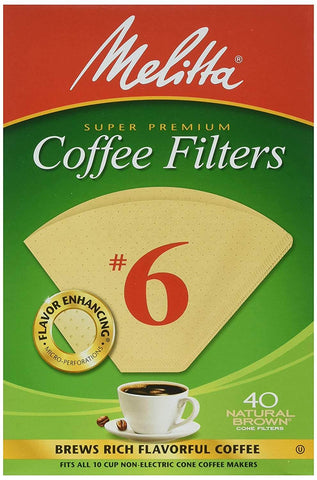 Melitta Coffee Filters No.6 Natural Brown (40 Cone Filters) (CASE OF 2 x 145g)