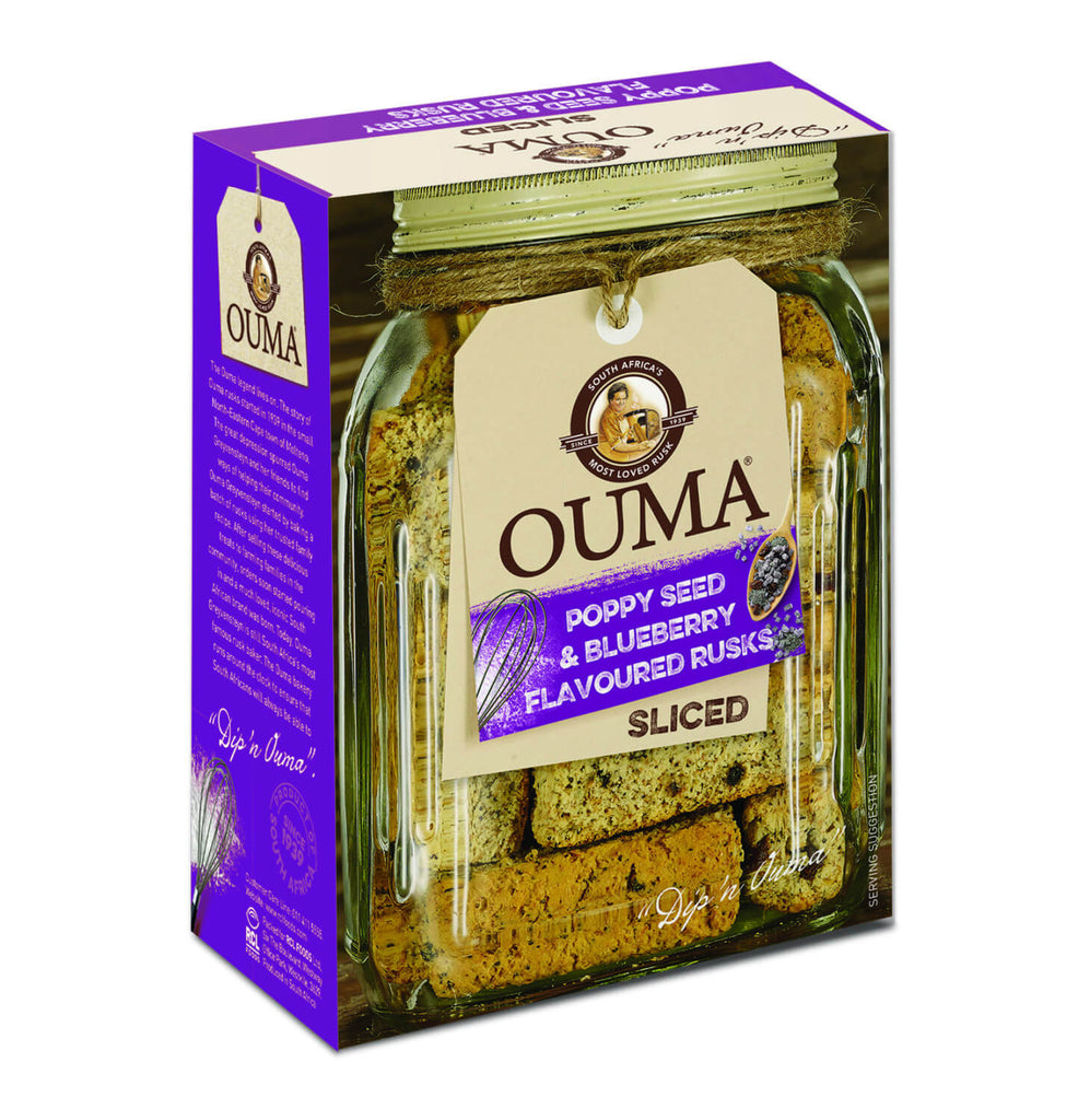 Nola Ouma Breakfast Sliced with Poppy Seeds and Blueberry Flavor Rusks (CASE OF 12 x 450g)