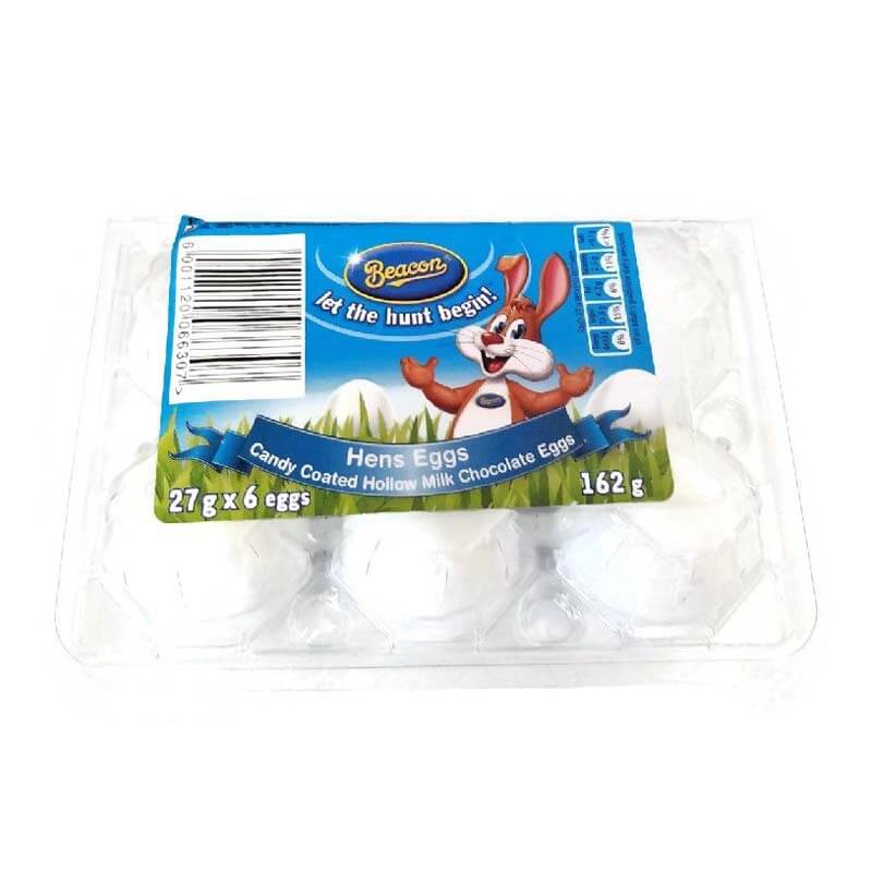 Beacon Hen Eggs (Pack of Six) HEAT SENSITIVE ITEM. PLEASE ADD ITEM 122942 TO THE ORDER TO TRY TO PROTECT CHOCOLATES FROM HEAT DAMAGE (CASE OF 24 x 162g)