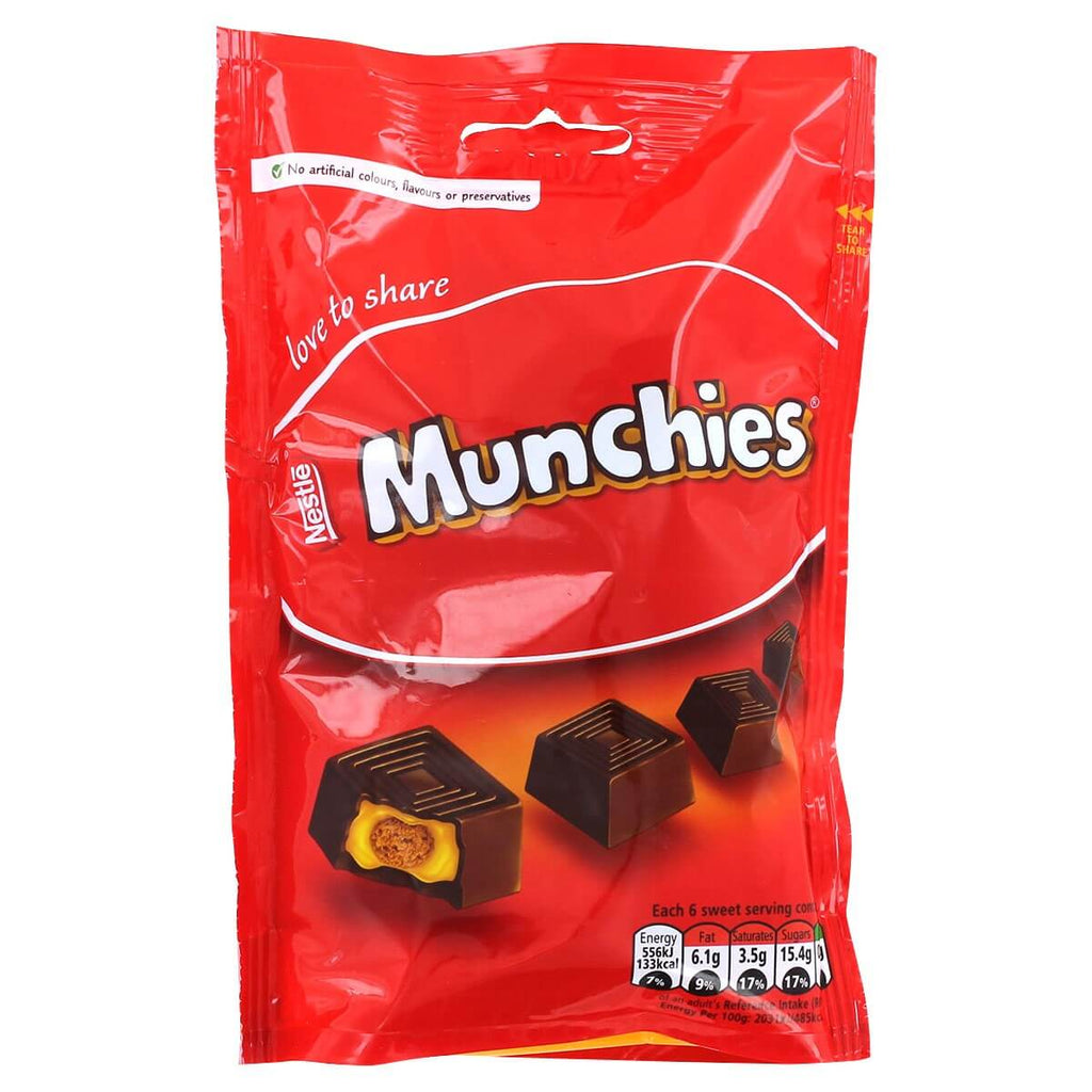 Nestle Munchies Bag HEAT SENSITIVE ITEM. PLEASE ADD ITEM 122942 TO THE ORDER TO TRY TO PROTECT CHOCOLATES FROM HEAT DAMAGE (CASE OF 8 x 104g)
