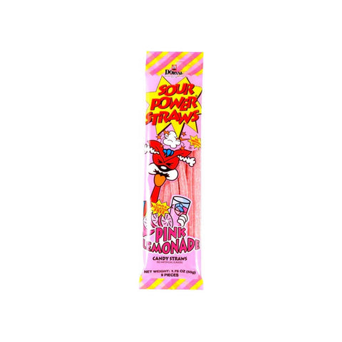 Dorval Sour Power Straws Pink Lemonade Flavor (CASE OF 24 x 50g)