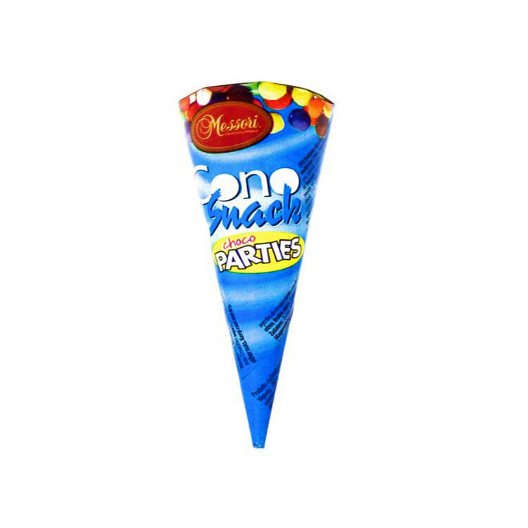 Messori Choco Party Cones with Multi-colored Drops (HEAT SENSITIVE ITEM - PLEASE ADD A THERMAL BOX TO YOUR ORDER TO PROTECT YOUR ITEMS (CASE OF 12 x 25g)