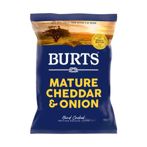 Burts Crisps Mature Cheddar And Green Onion Thick Cut Potato Chips (CASE OF 10 x 150g)