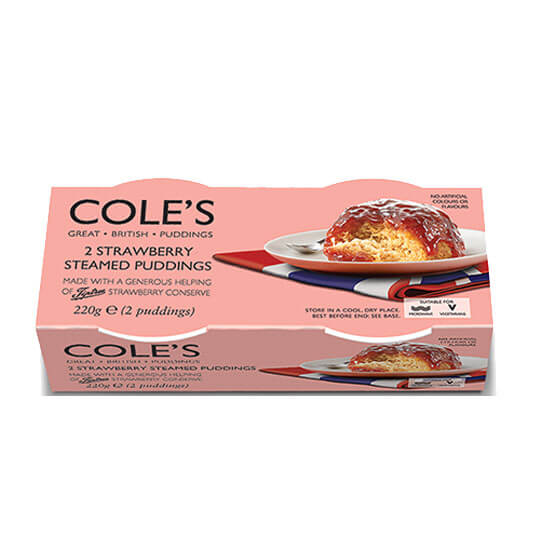 Coles Pudding Strawberry (Pack of 2) (CASE OF 6 x 220g)