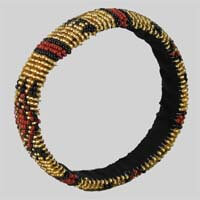 African Hut Beaded Bangle Thin Ethnic (Beadwork Varies) (CASE OF 6 x 20g)