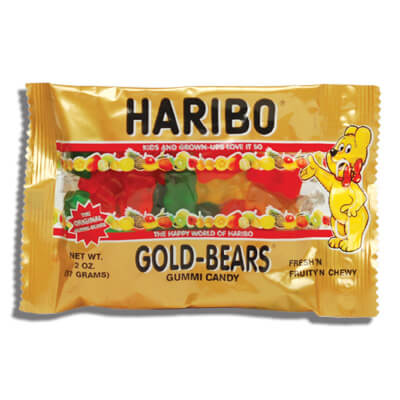 Haribo Gold Bears Gummi Candy Original, (CASE OF 24 x 57g)