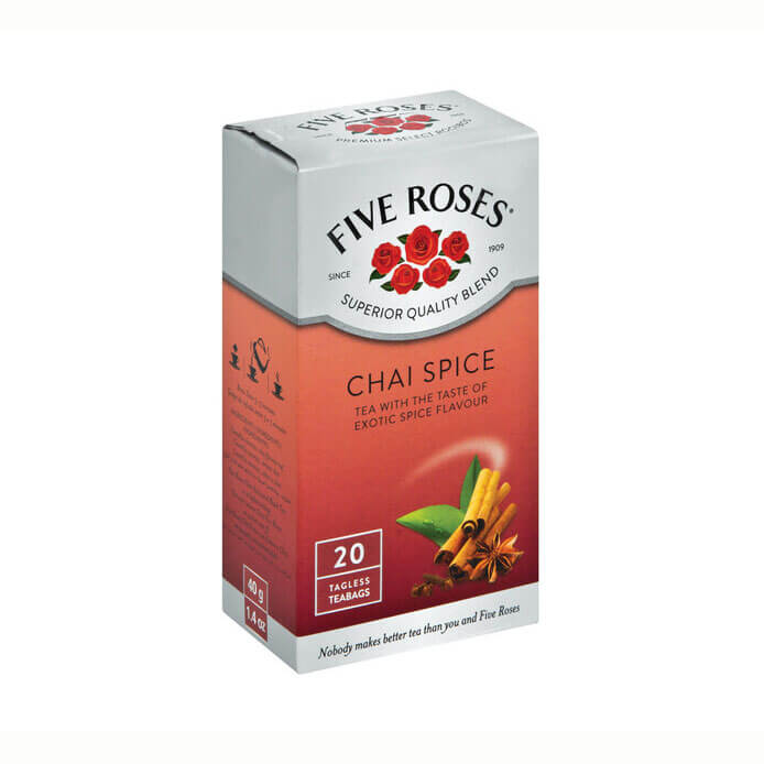 Five Roses Tea Chai Tea Bags (Pack Of 20 Bags) (CASE OF 6 x 40g)