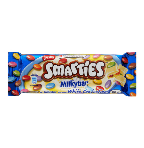 Nestle Milkybar with Smarties (Kosher) (HEAT SENSITIVE ITEM - PLEASE ADD A THERMAL BOX TO YOUR ORDER TO PROTECT YOUR ITEMS (CASE OF 24 x 80g)