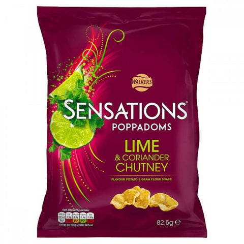 Walkers Sensations Lime and Coriander Chutney Poppadoms Snack (CASE OF 9 x 82.5g)