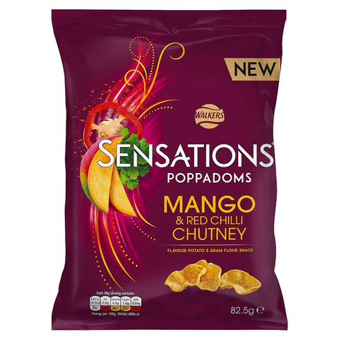 Walkers Sensations Mango and Red Chilli Chutney Poppadoms Snack (CASE OF 9 x 82.5g)