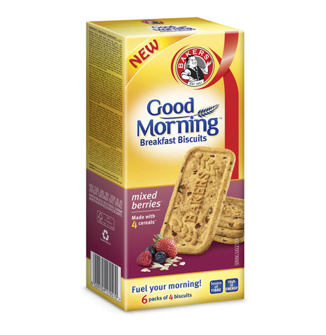 Bakers Breakfast Biscuits Mixed Berries Flavour (Pack of 6 Bars) (CASE OF 12 x 300g)