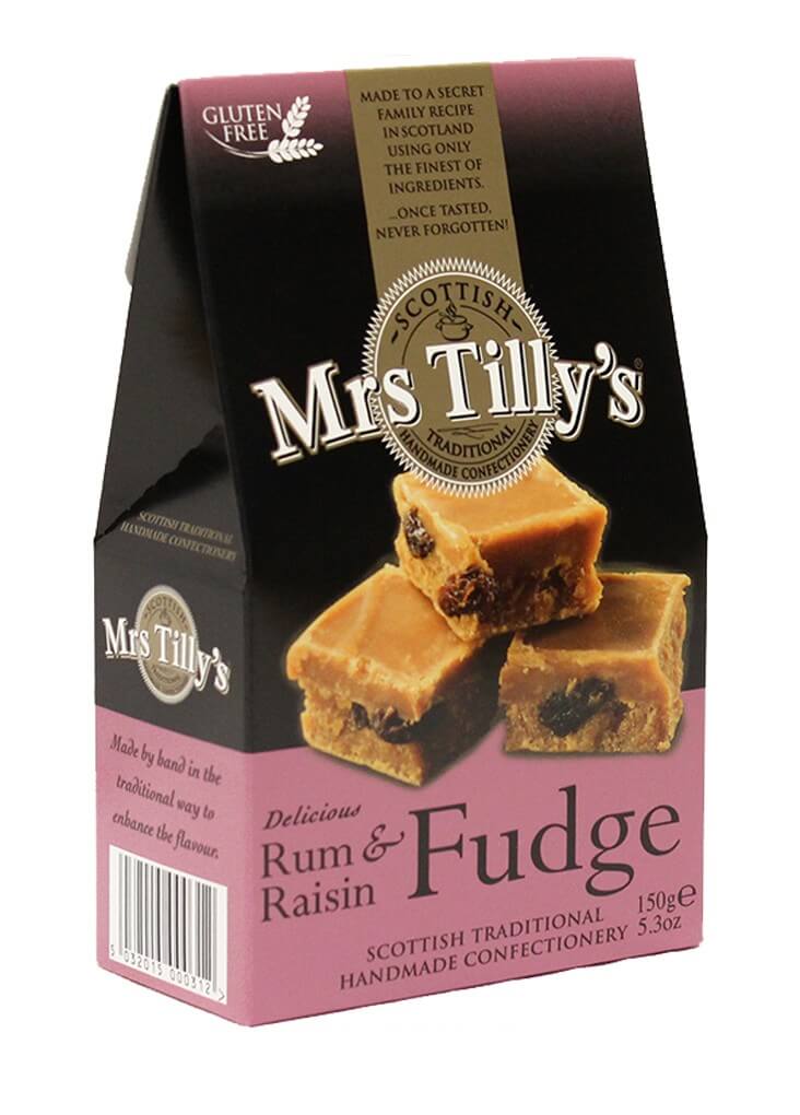 Mrs Tillys Fudge Rum and Raisin Carton (CASE OF 6 x 150g)