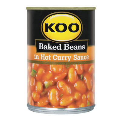 Koo Baked Beans - with Hot Curry Sauce (Kosher) (CASE OF 12 x 410g)