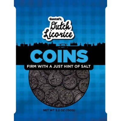 Gustafs Licorice Coins Firm with Just a Hint Of Salt (CASE OF 12 x 150g)