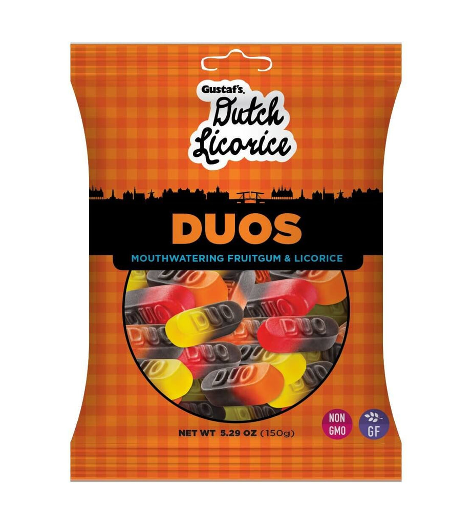 Gustafs Duos, Mouth-Watering Fruit Gum And Licorice (CASE OF 12 x 150g)