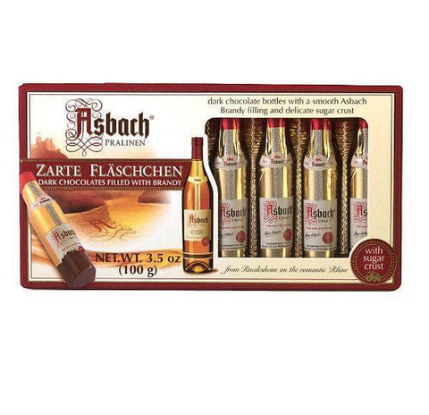 Asbach Dark Chocolate Brandy Bottles with Sugar Crust Gift Box 8 Piece (CASE OF 10 x 100g)