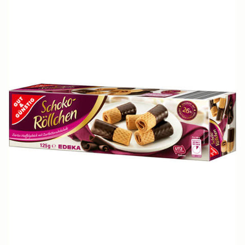 Gut and Gunstig Dark Chocolate Wafer Rolls (CASE OF 12 x 125g)