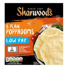 Sharwoods Poppadoms - Low Fat Plain (Pack of 8 Poppadoms) (CASE OF 12 x 94g)